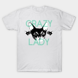 crazy cat lady blue T-Shirt